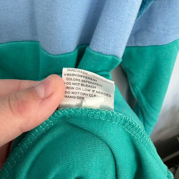 Dbtanjy Mediumweight Pullover Hoodie Top Size Large Colorblock Blue & Green - Picture 6 of 9